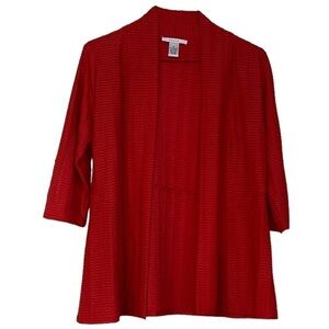 Grace Open Front Polyester Mesh CardiganVibrant Red Size M